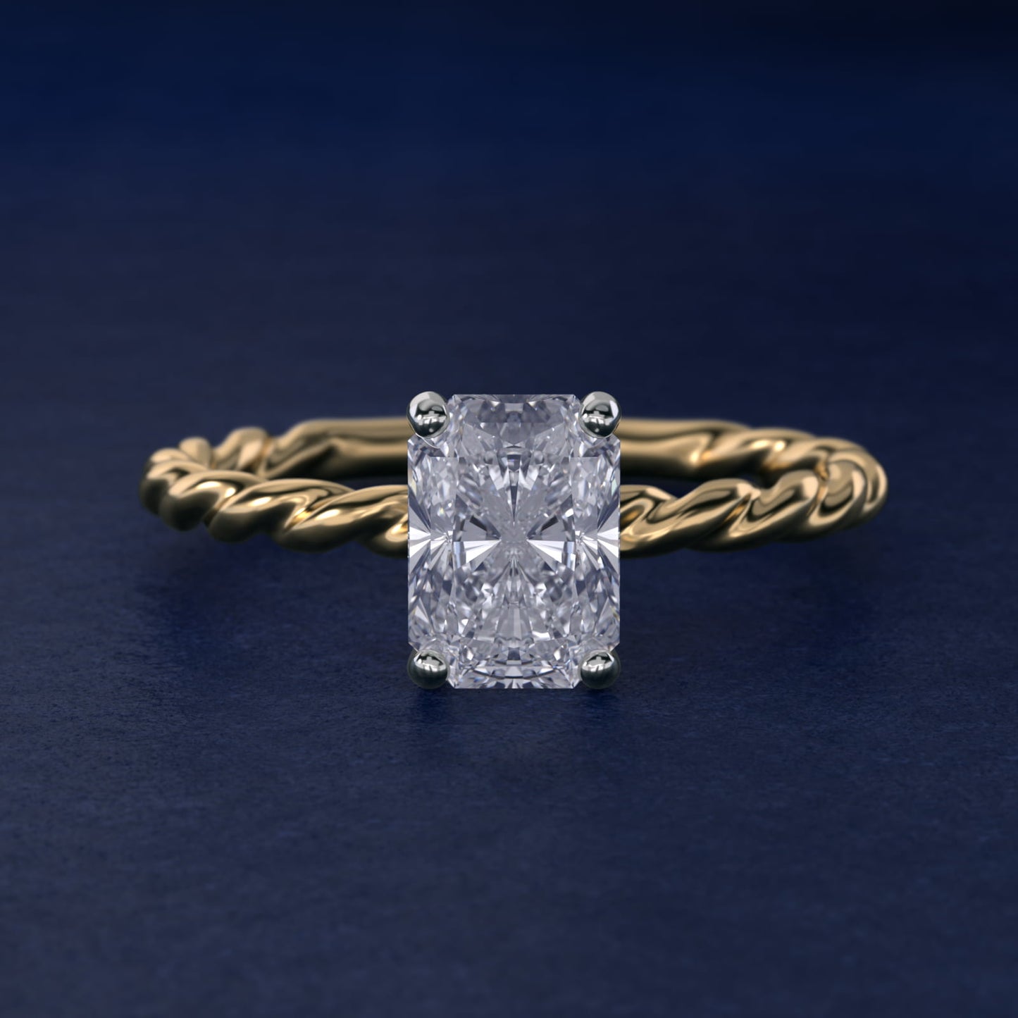Cable Solitaire Engagement Ring In 18k Yellow Gold By James Allen - Radiant Center