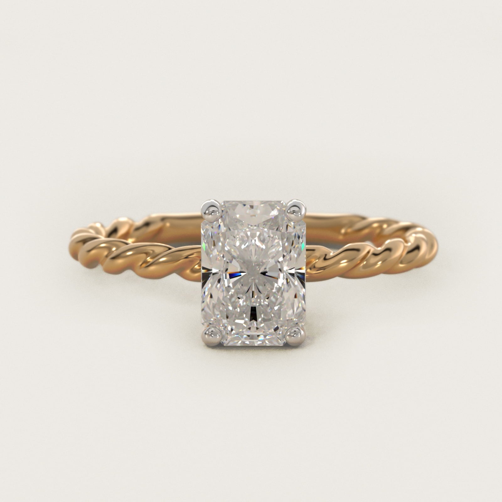 Cable Solitaire Engagement Ring In 18k Yellow Gold By James Allen - Radiant Center