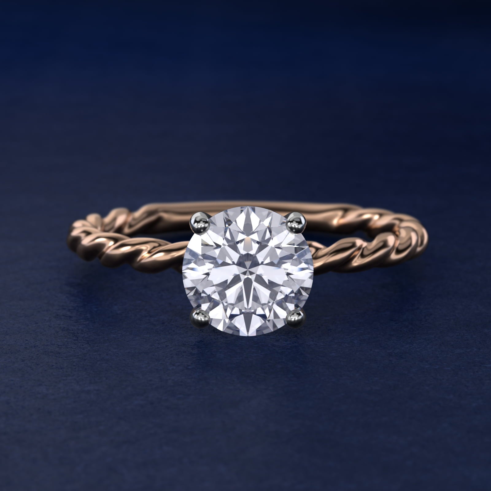 Cable Solitaire Engagement Ring In 18k Rose Gold By James Allen - Round Center