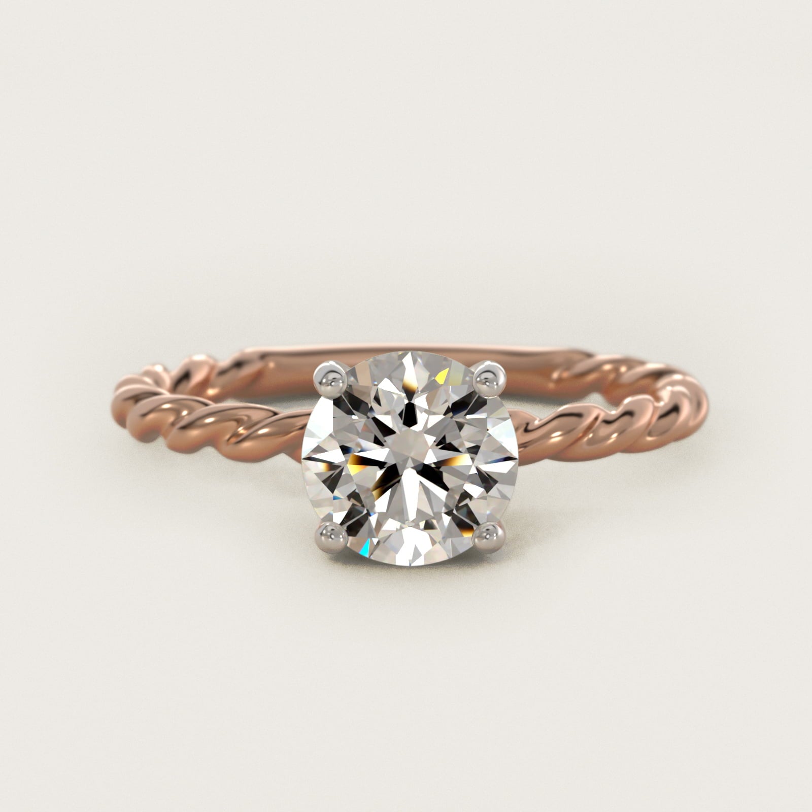 Cable Solitaire Engagement Ring In 14K Rose Gold By James Allen - Round Center