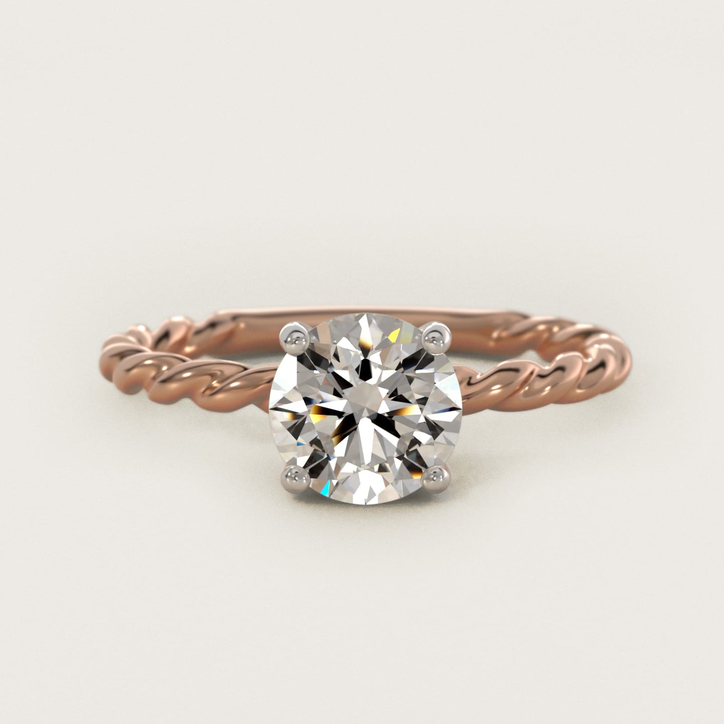 Cable Solitaire Engagement Ring In 18k Rose Gold By James Allen - Round Center
