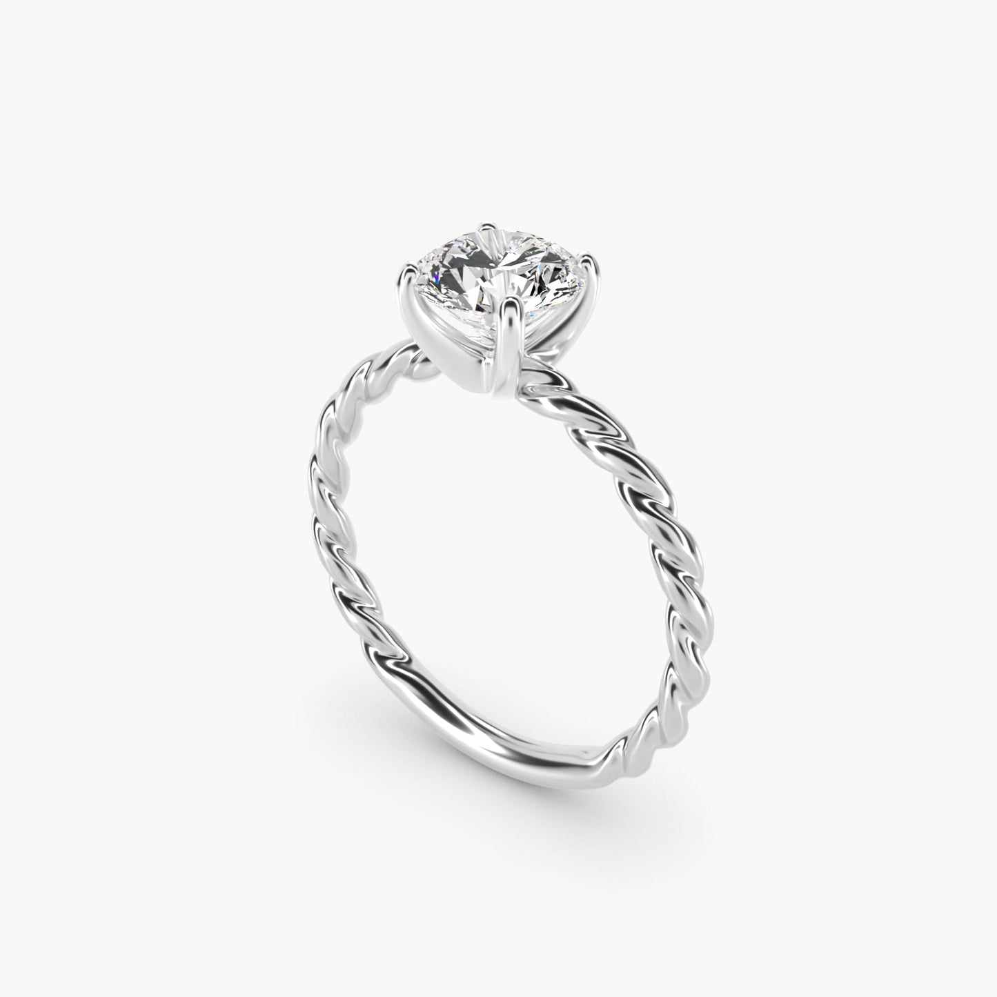 Cable Solitaire Engagement Ring In 18k White Gold By James Allen - Round Center