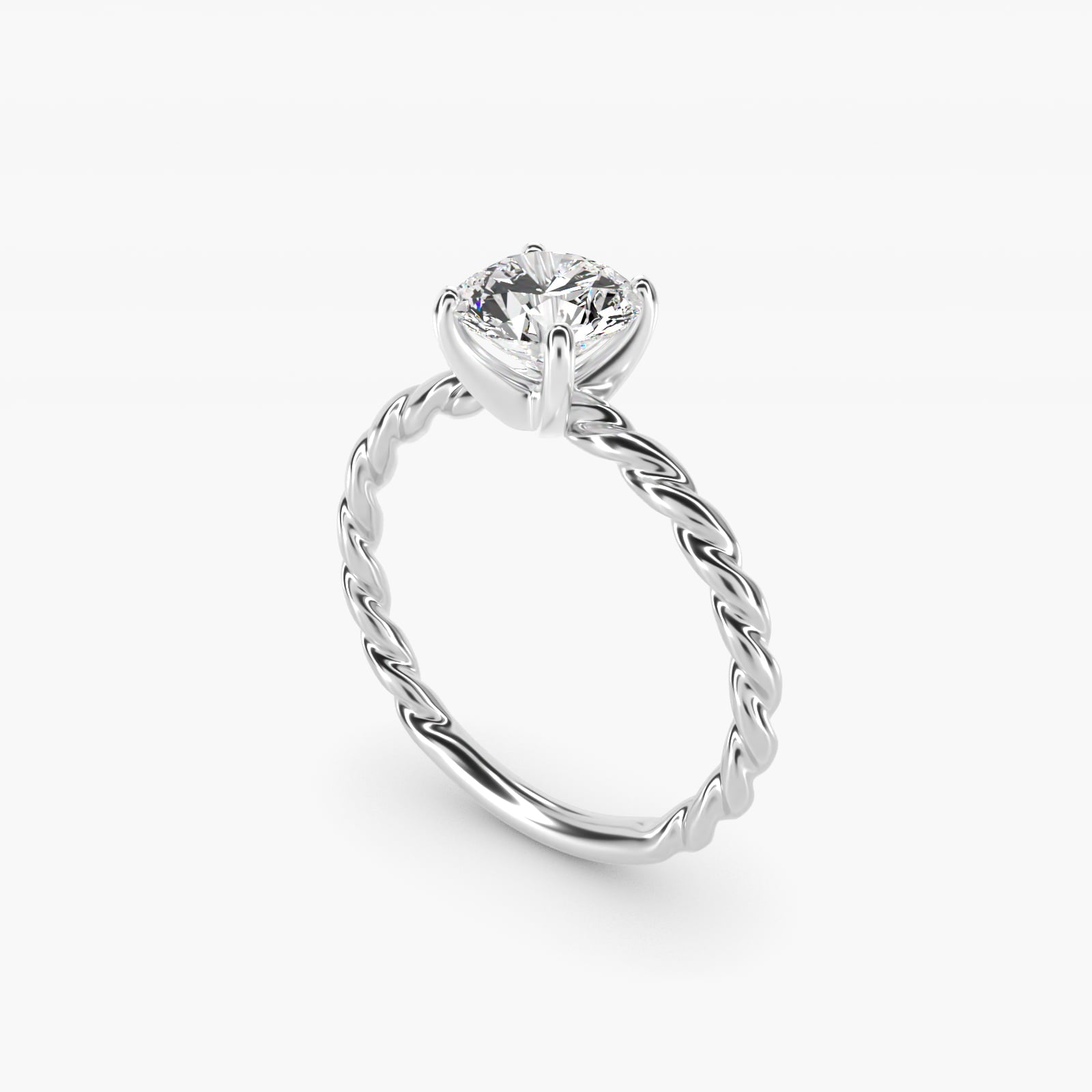 Cable Solitaire Engagement Ring In 18k White Gold By James Allen - Round Center