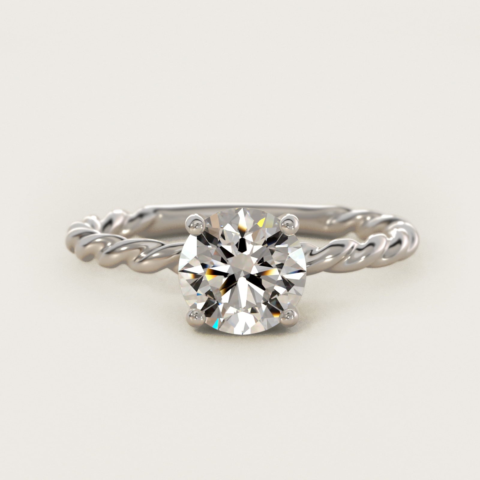 Cable Solitaire Engagement Ring In 14K White Gold By James Allen - Round Center
