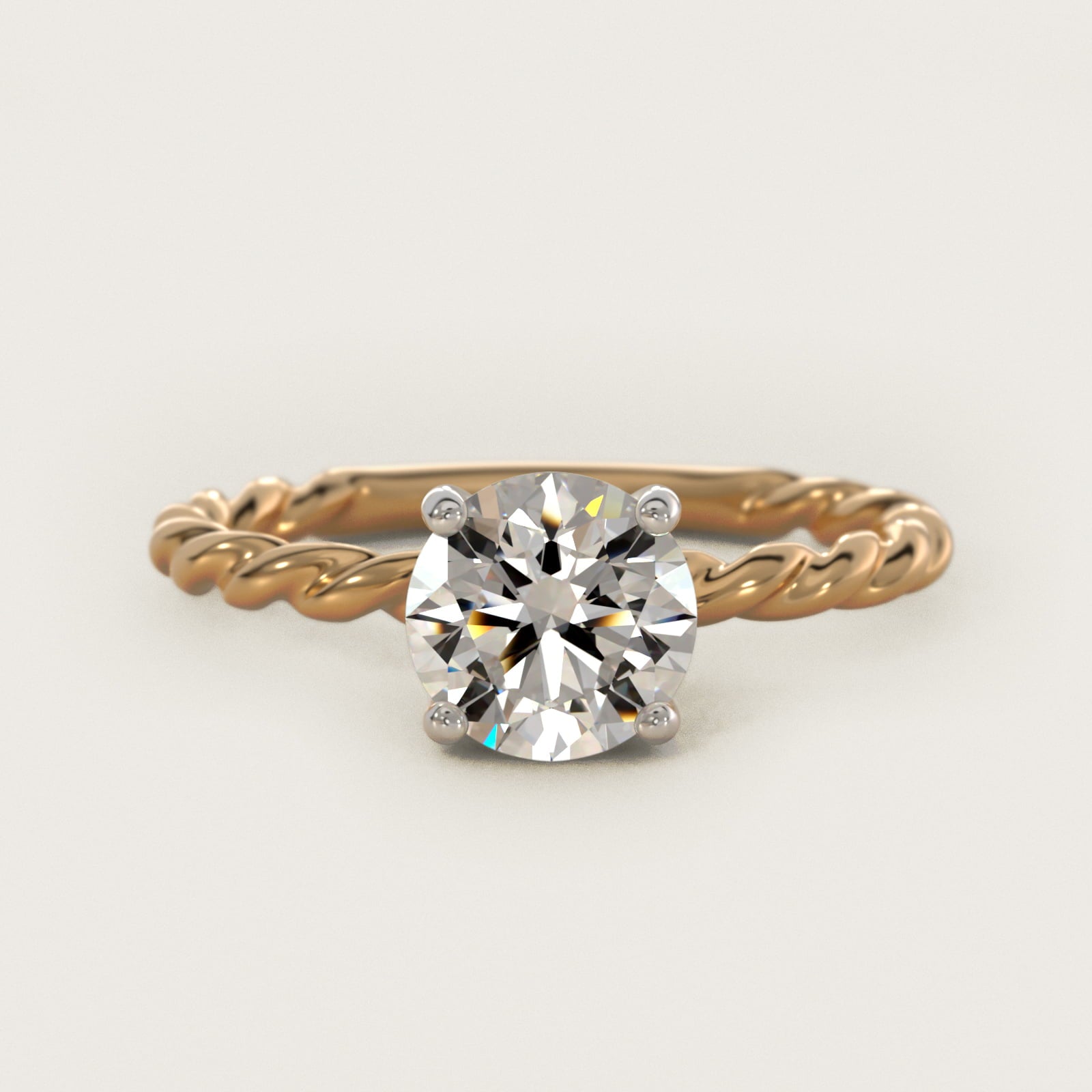 Cable Solitaire Engagement Ring In 14K Yellow Gold By James Allen - Round Center