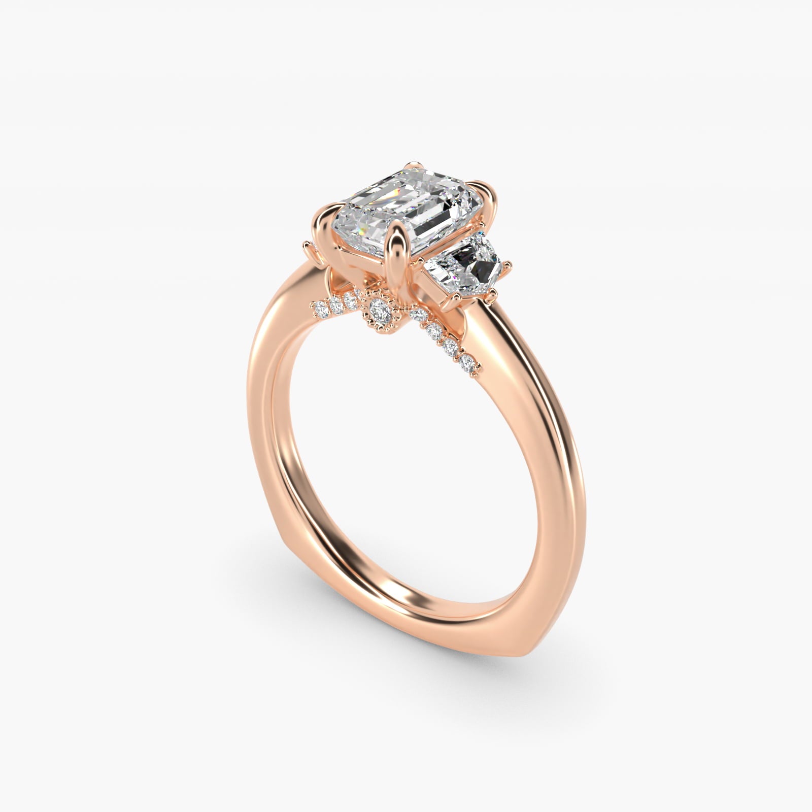 Cadillac Three Stone Engagement Ring in 14k Rose Gold (1/3 ct. tw.) By Bella Vaughan - Emerald Center