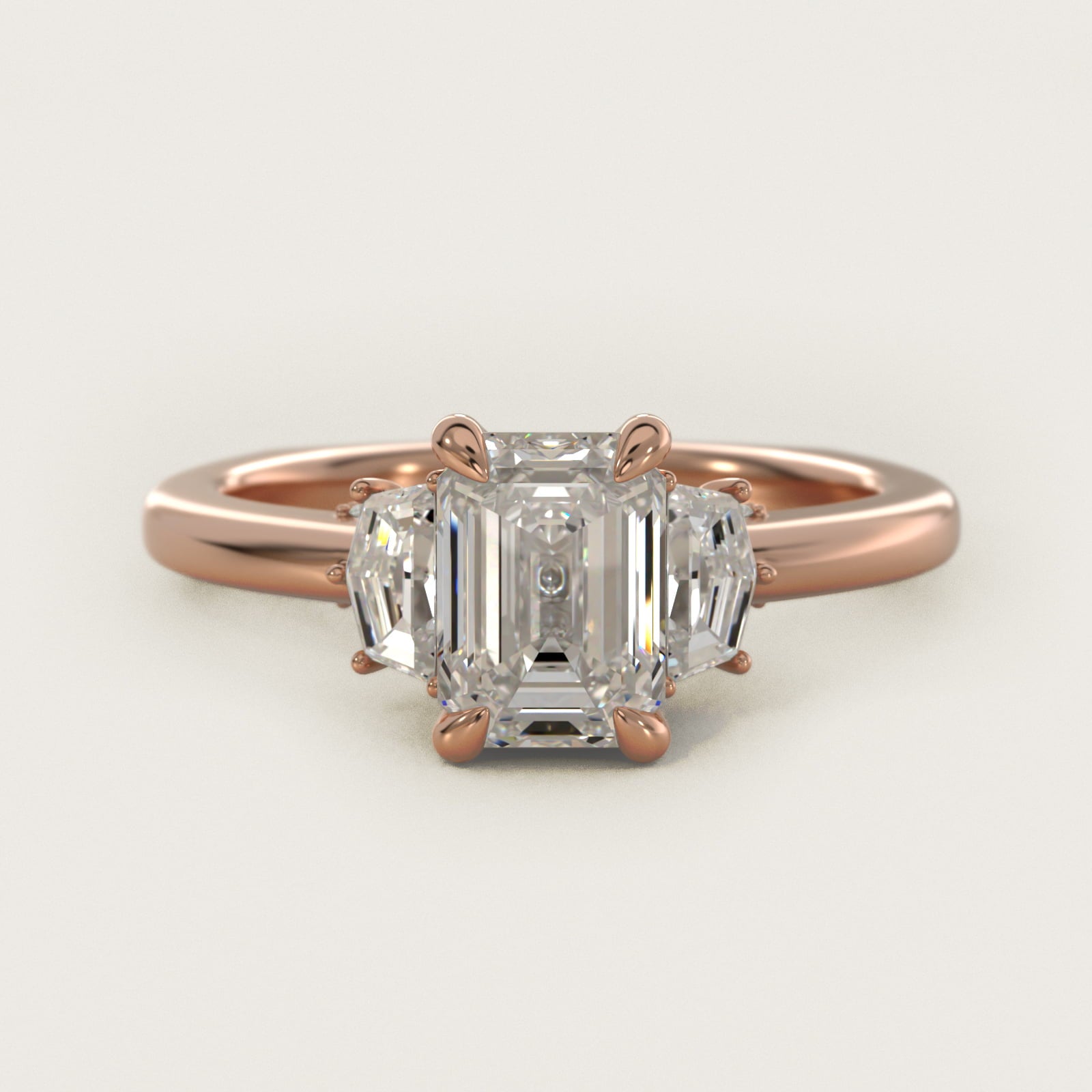 Cadillac Three Stone Engagement Ring in 18k Rose Gold (1/3 ct. tw.) By Bella Vaughan - Emerald Center