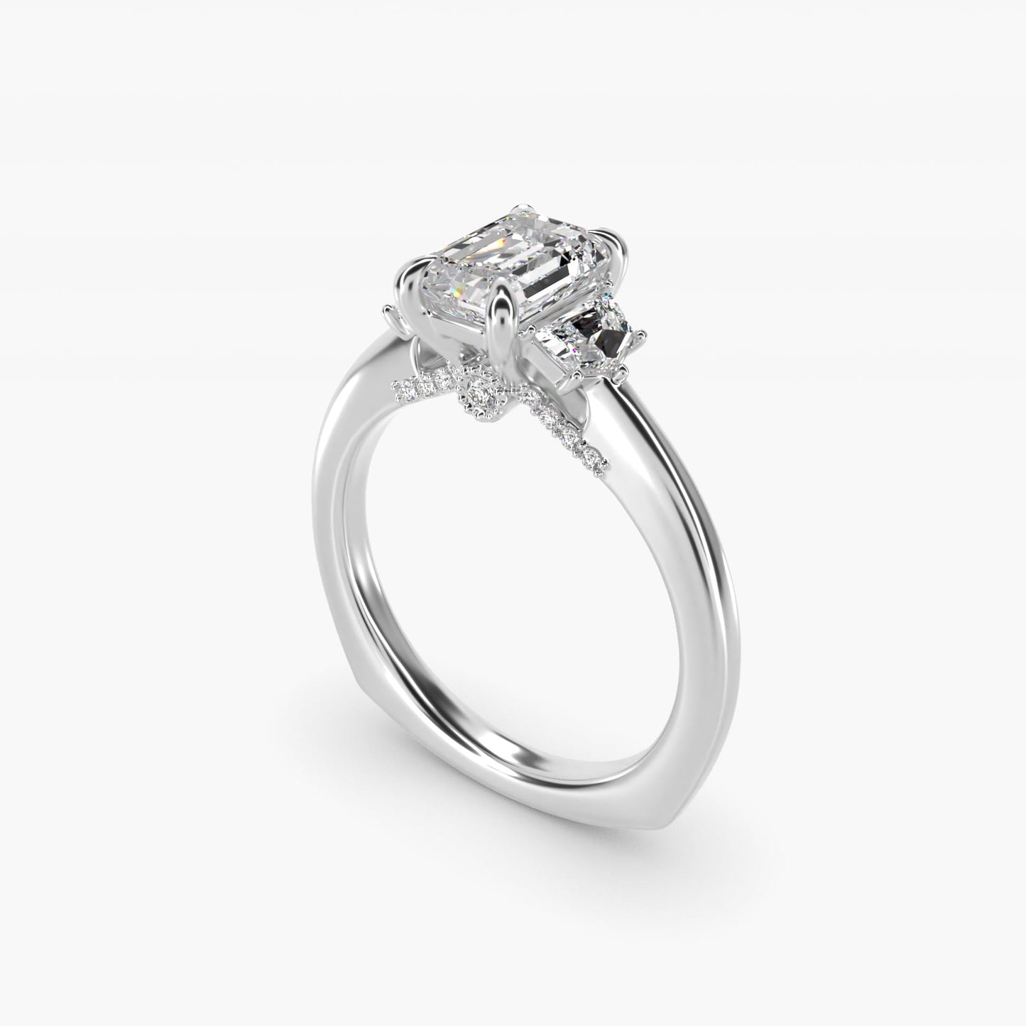 Cadillac Three Stone Engagement Ring in 14K White Gold (1/3 ct. tw.) By Bella Vaughan - Emerald Center
