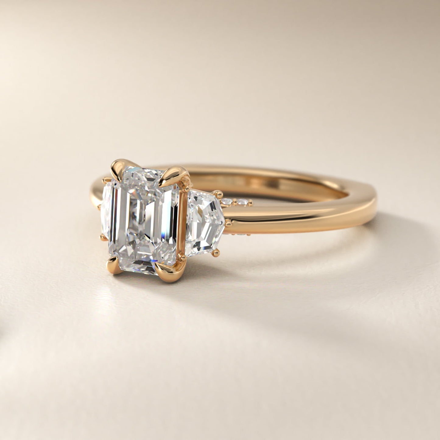 Cadillac Three Stone Engagement Ring in 18k Yellow Gold (1/3 ct. tw.) By Bella Vaughan - Emerald Center