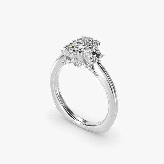 Cadillac Three Stone Engagement Ring in 18k White Gold (1/3 ct. tw.) By Bella Vaughan - Oval Center