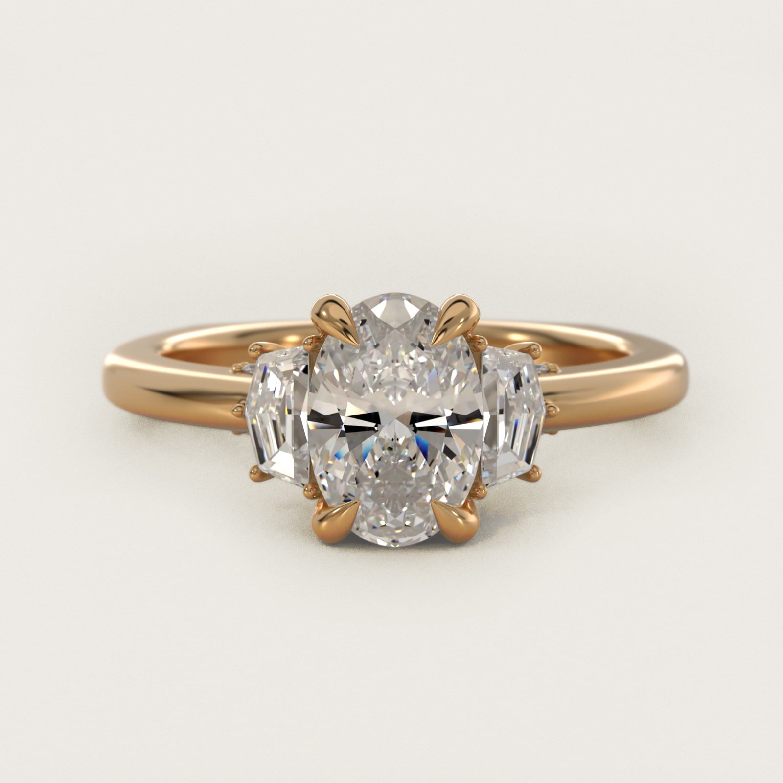 Cadillac Three Stone Engagement Ring in 14K Yellow Gold (1/3 ct. tw.) By Bella Vaughan - Oval Center