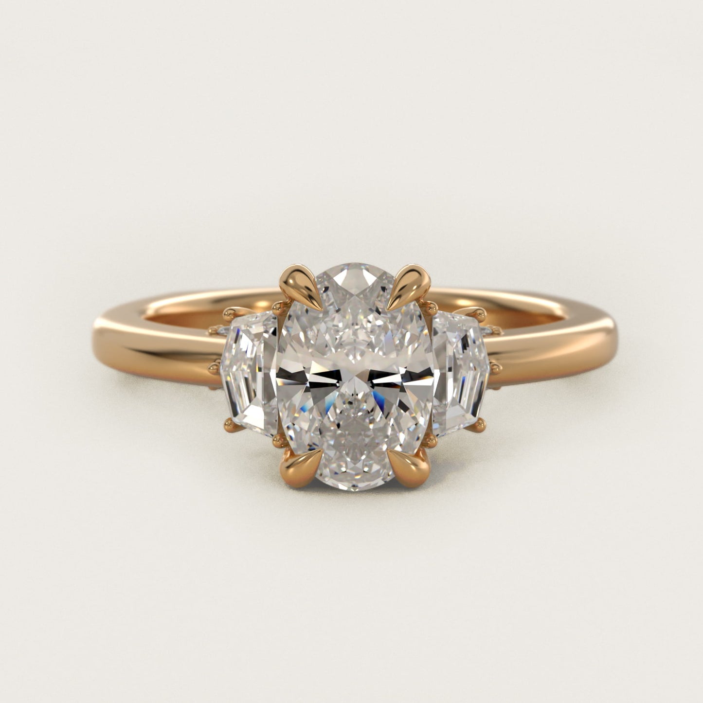 Cadillac Three Stone Engagement Ring in 18k Yellow Gold (1/3 ct. tw.) By Bella Vaughan - Oval Center