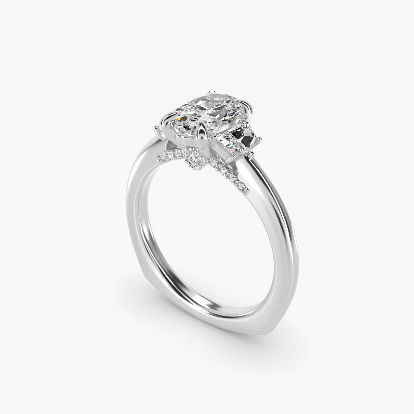 Cadillac Three Stone Engagement Ring in Platinum (1/3 ct. tw.) By Bella Vaughan - Oval Center