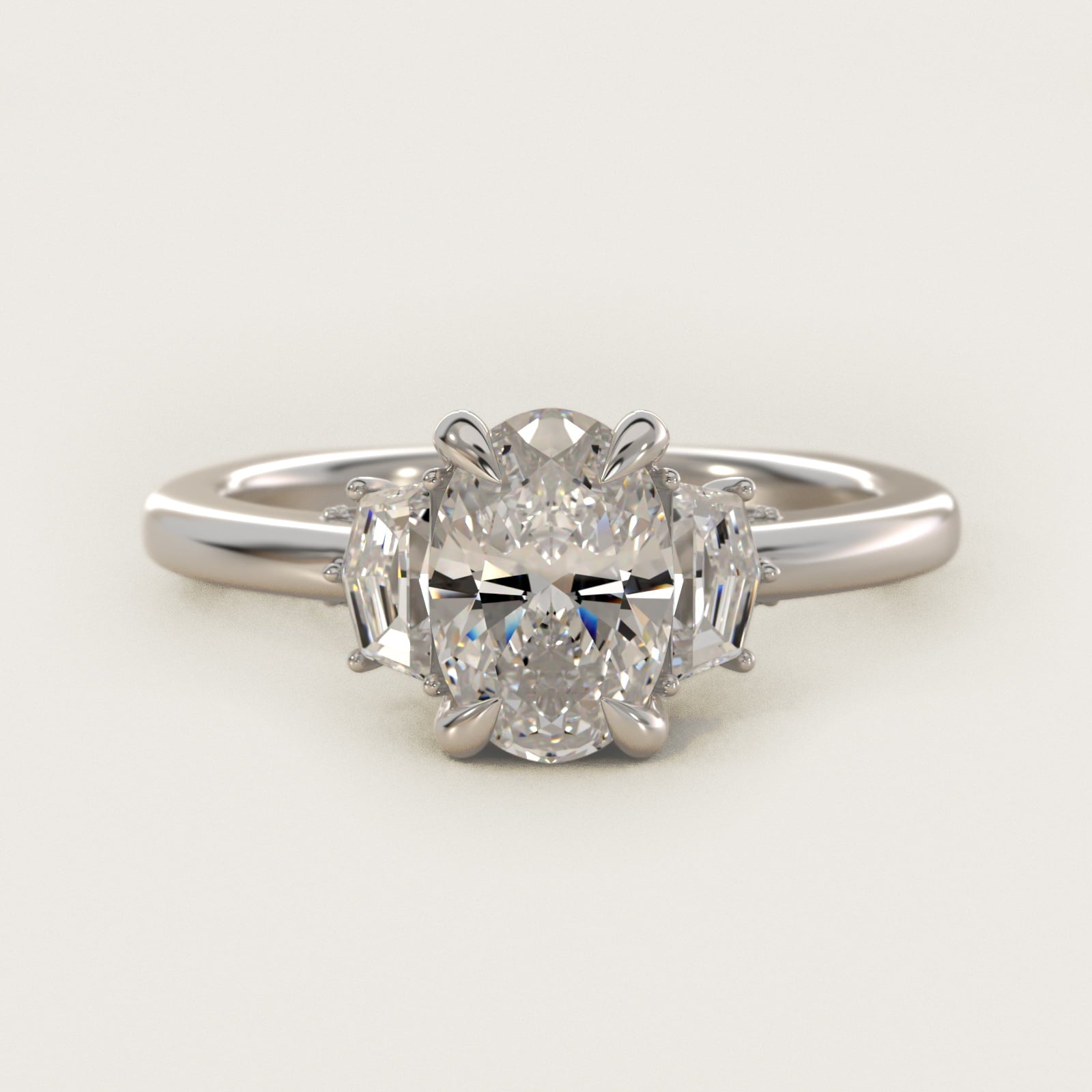 Cadillac Three Stone Engagement Ring in Platinum (1/3 ct. tw.) By Bella Vaughan - Oval Center
