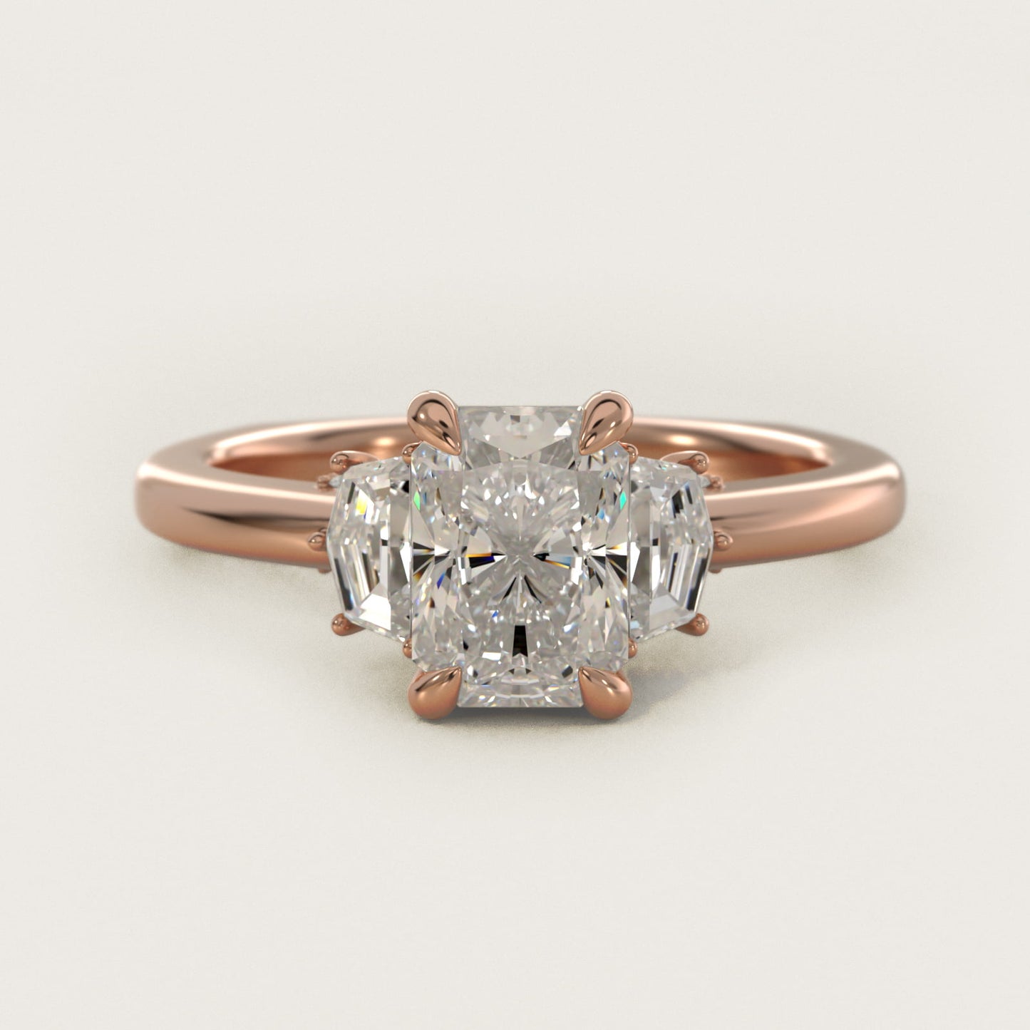 Cadillac Three Stone Engagement Ring in 14k Rose Gold (1/3 ct. tw.) By Bella Vaughan - Radiant Center