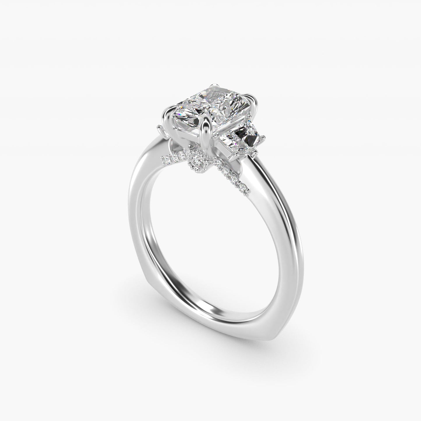 Cadillac Three Stone Engagement Ring in 14K White Gold (1/3 ct. tw.) By Bella Vaughan - Radiant Center