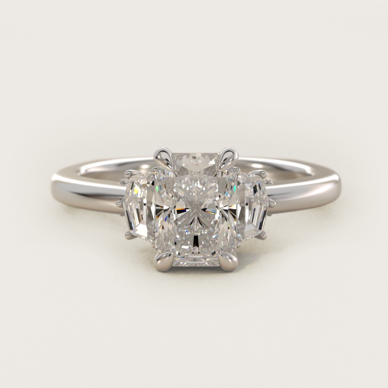 Cadillac Three Stone Engagement Ring in 18k White Gold (1/3 ct. tw.) By Bella Vaughan - Radiant Center