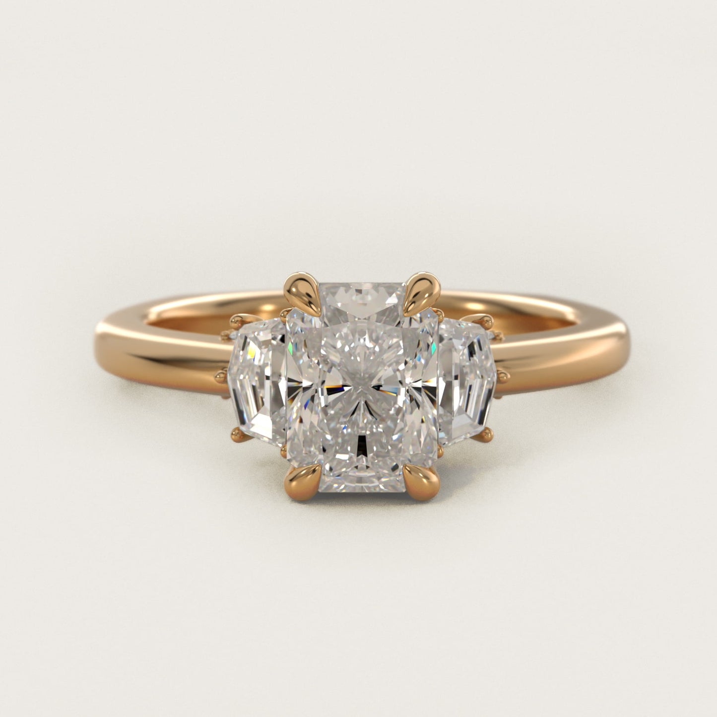 Cadillac Three Stone Engagement Ring in 14K Yellow Gold (1/3 ct. tw.) By Bella Vaughan - Radiant Center