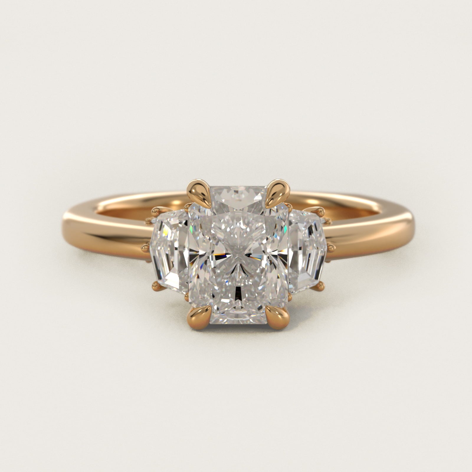 Cadillac Three Stone Engagement Ring in 14K Yellow Gold (1/3 ct. tw.) By Bella Vaughan - Radiant Center