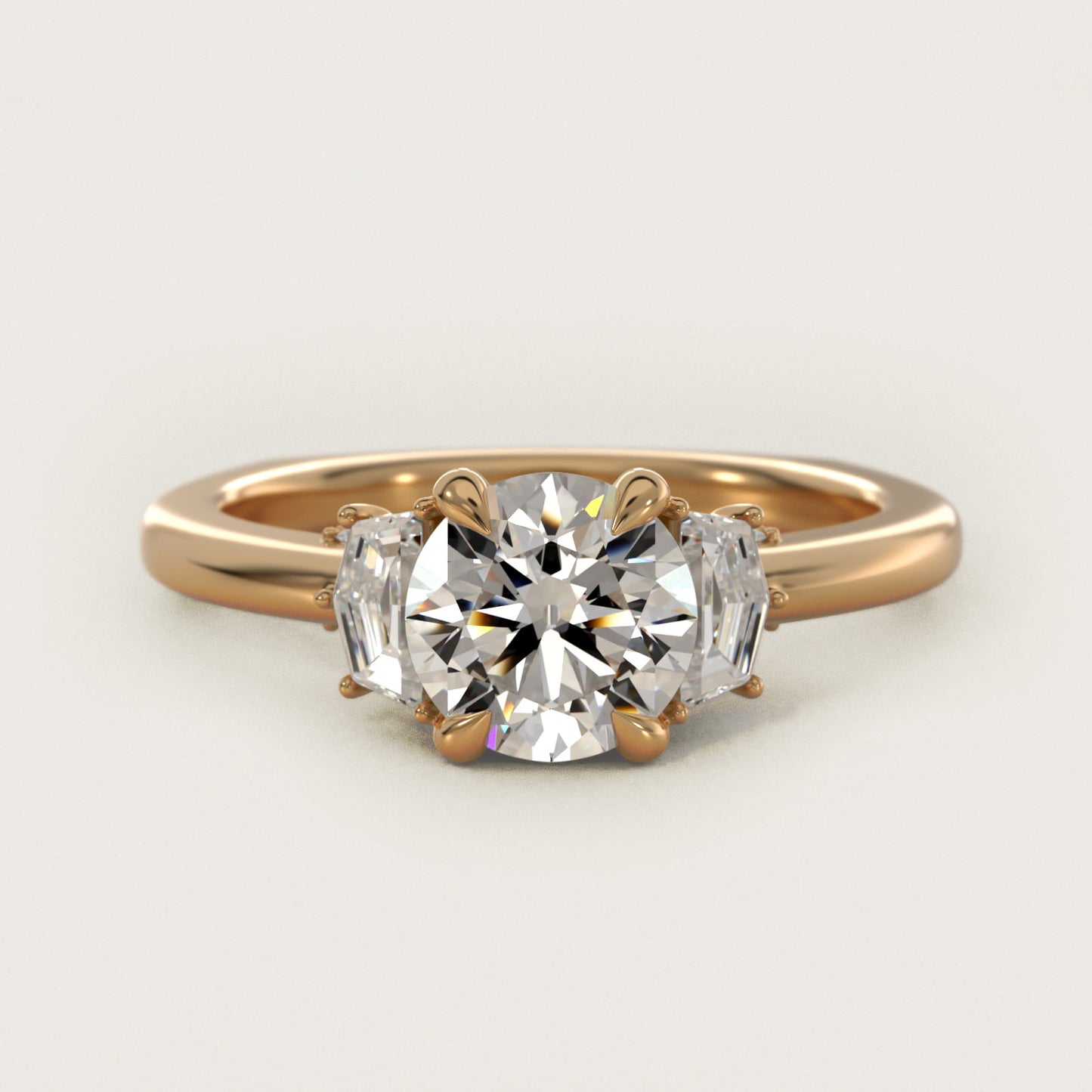 Cadillac Three Stone Engagement Ring in 14K Yellow Gold (1/3 ct. tw.) By Bella Vaughan - Round Center