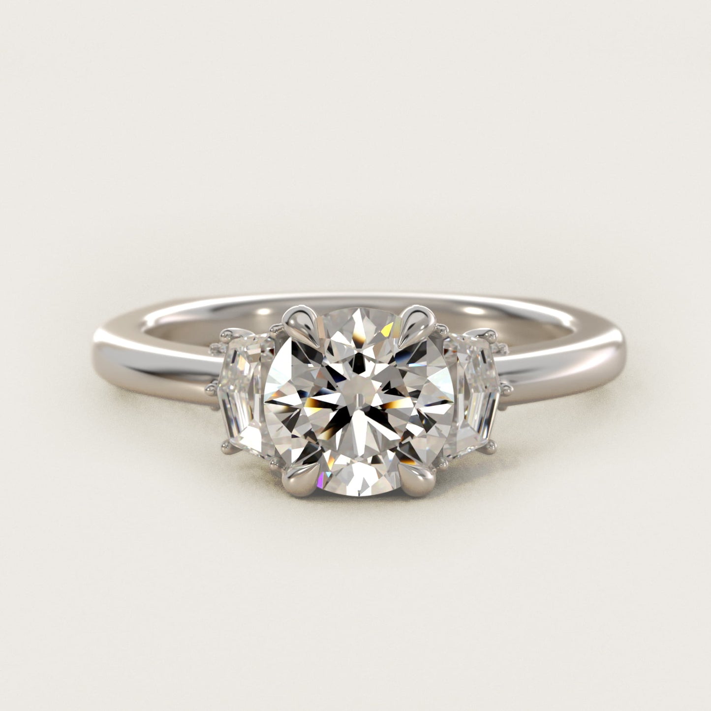 Cadillac Three Stone Engagement Ring in Platinum (1/3 ct. tw.) By Bella Vaughan - Round Center