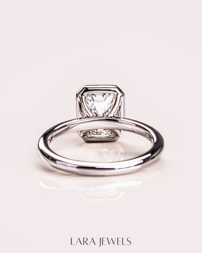 1.0- 2.30  CT Emerald Lab Grown Diamond Bezel Solitaire Engagement Ring