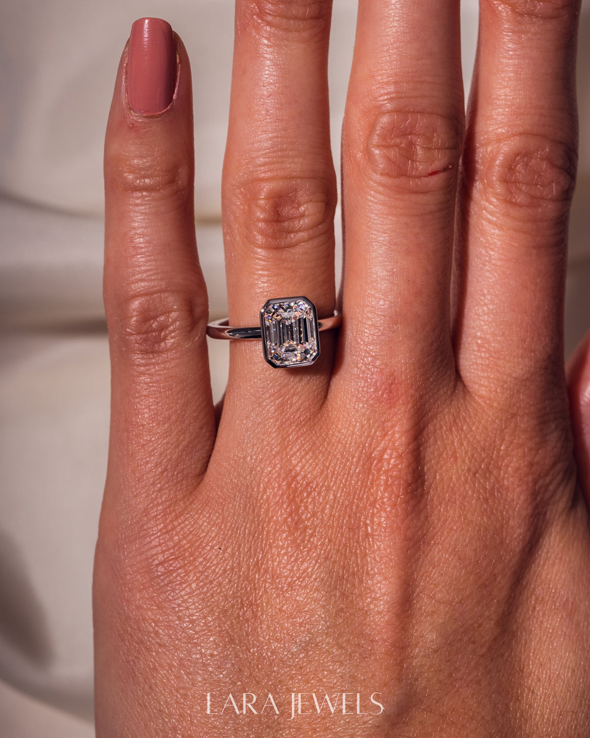 1.0- 2.30  CT Emerald Lab Grown Diamond Bezel Solitaire Engagement Ring