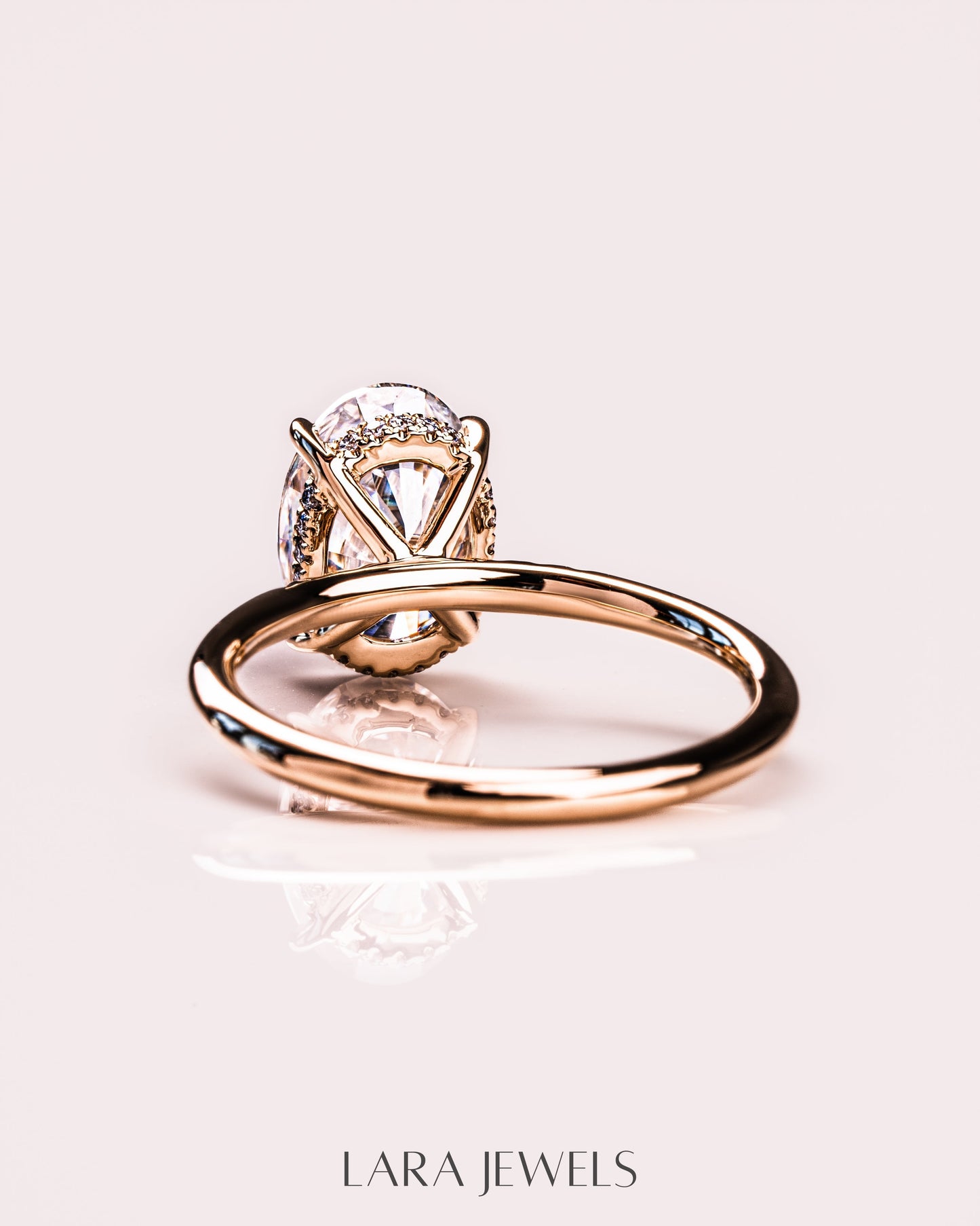 1.0-3.0 CT Oval CVD Diamond Hidden Halo Engagement Ring