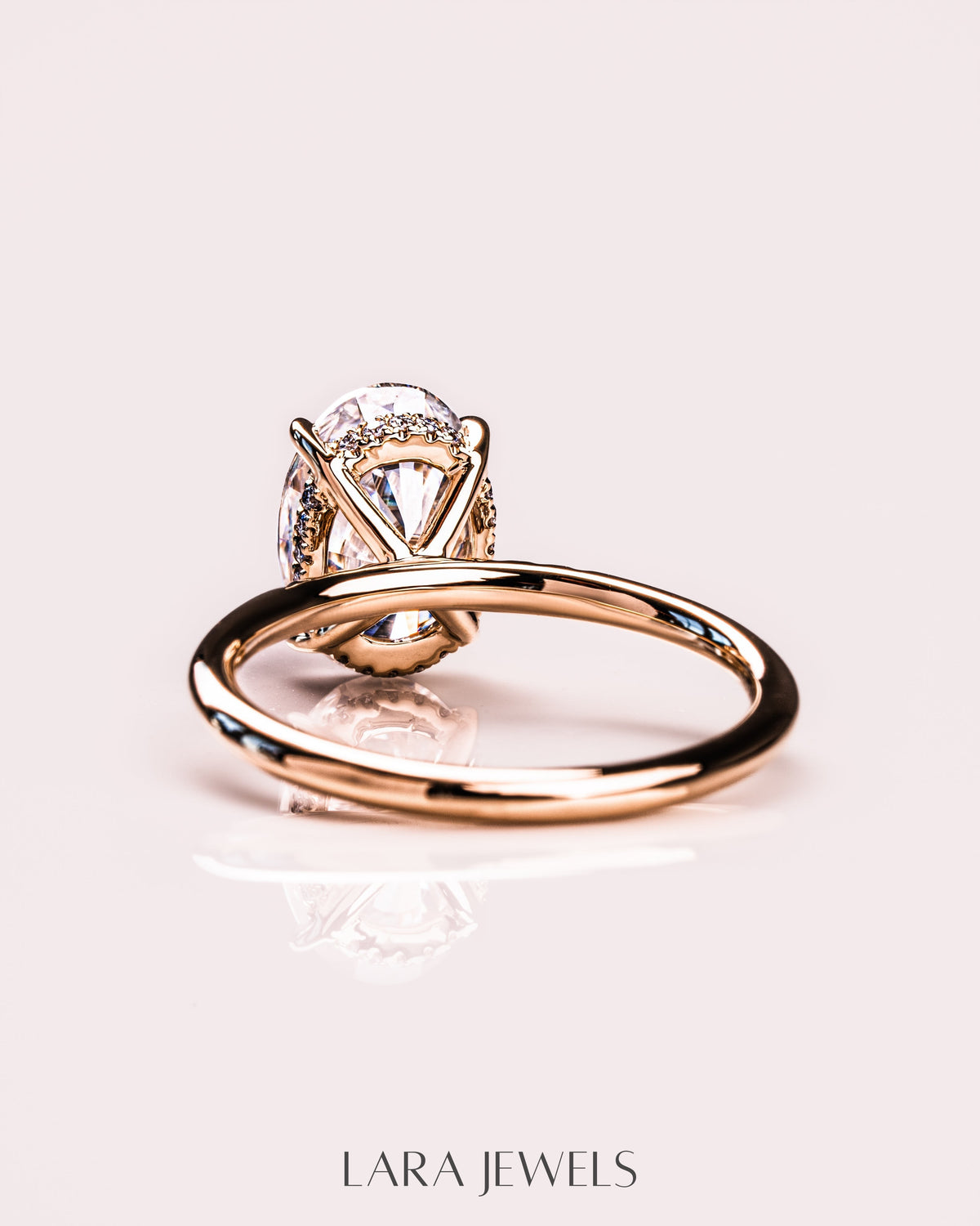 1.0-3.0 CT Oval CVD Diamond Hidden Halo Engagement Ring