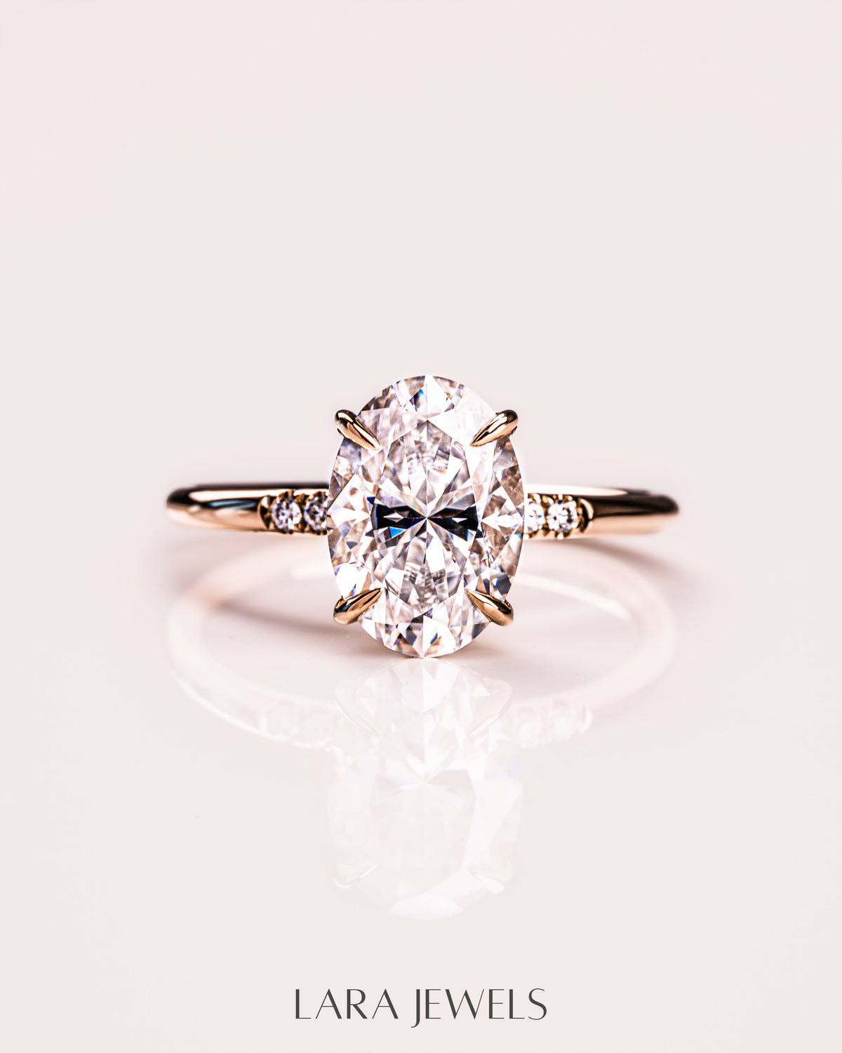 1.0-3.0 CT Oval CVD Diamond Hidden Halo Engagement Ring