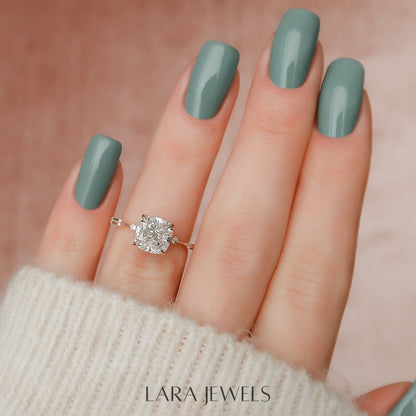 1.0 - 3.0 CT Cushion Cut Lab Grown Diamond Dainty Engagement Ring