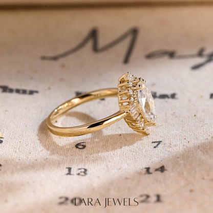 1.0 - 3.0 CT Marquise Lab Grown Diamond Halo Solitaire Engagement Ring