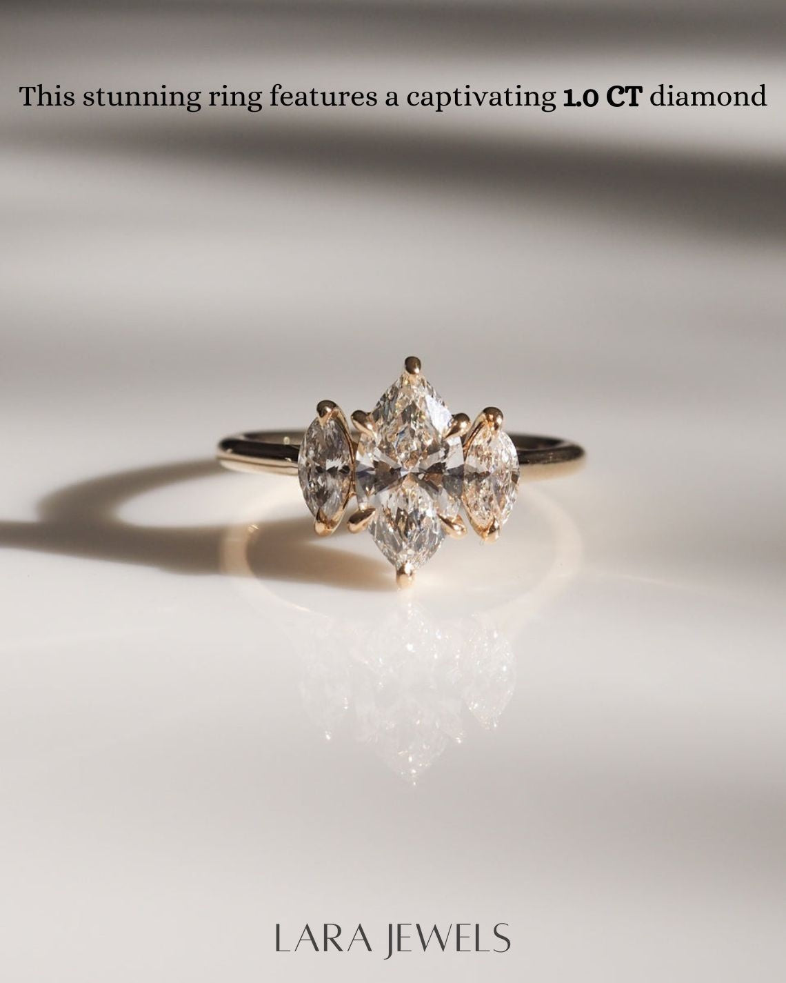 1.0-3.0 CT Marquise Lab Grown Diamond Three Stone Style Engagement Ring