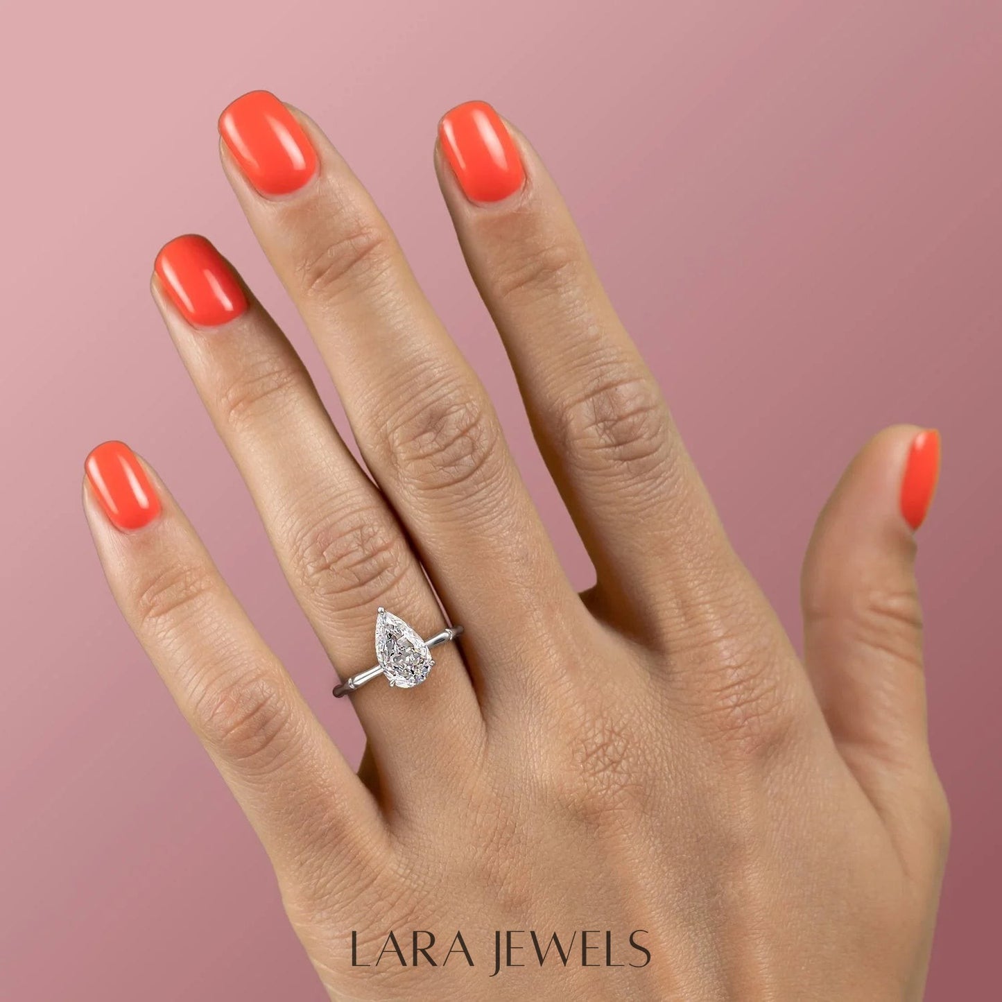 1.0 - 3.0  CT Pear Cut  Lab Grown Diamond Hidden Halo Engagement Ring