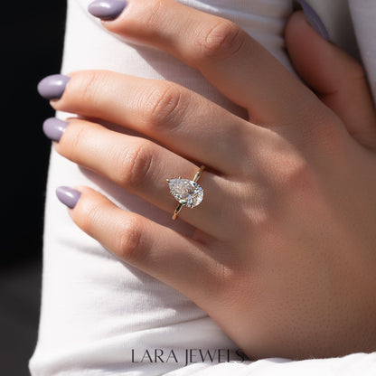1.0 - 3.0  CT Pear Cut  Lab Grown Diamond Hidden Halo Engagement Ring