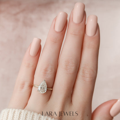 1.0 - 3.0  CT Pear Cut  Lab Grown Diamond Hidden Halo Engagement Ring
