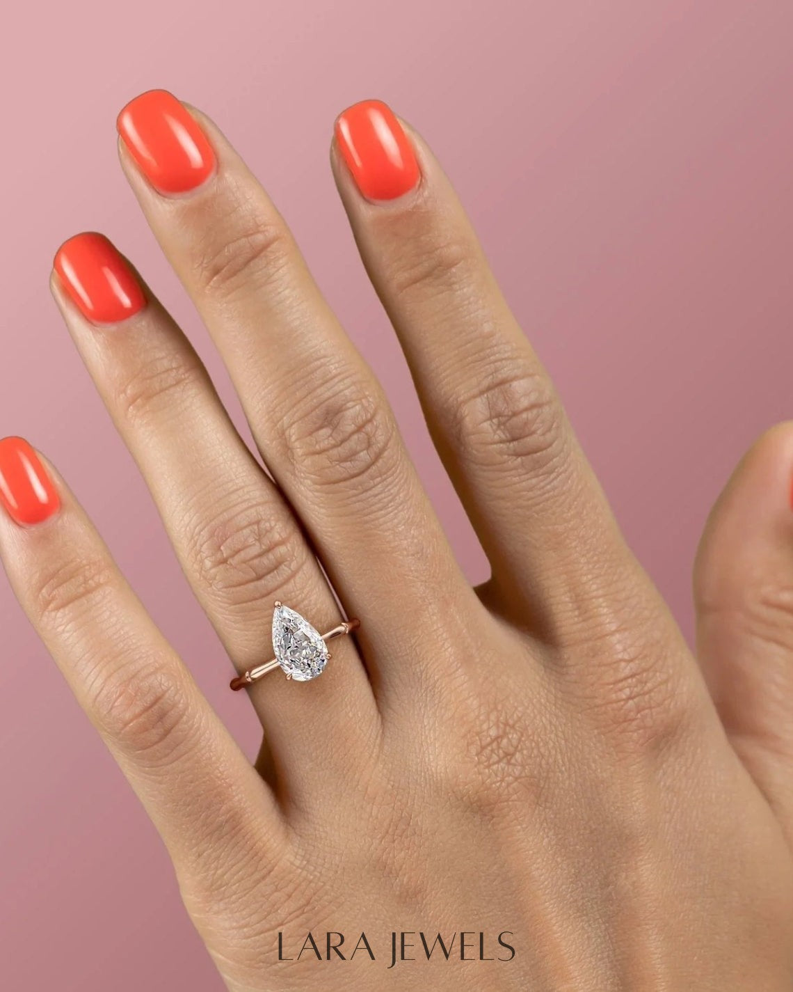 1.0 - 3.0  CT Pear Cut  Lab Grown Diamond Hidden Halo Engagement Ring