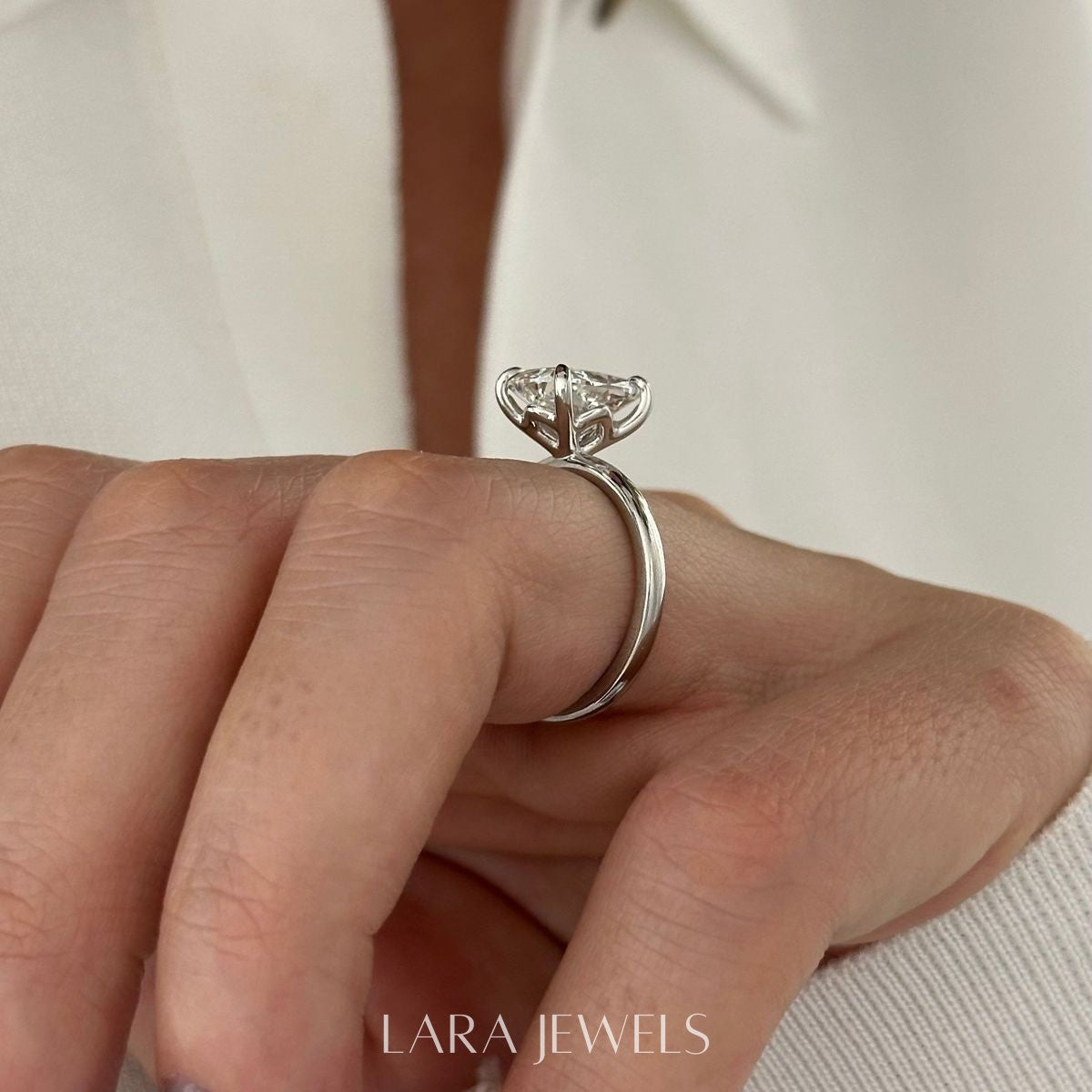 1.0-4.0 CT Elongated Cushion Lab Grown Diamond Solitaire Engagement Ring