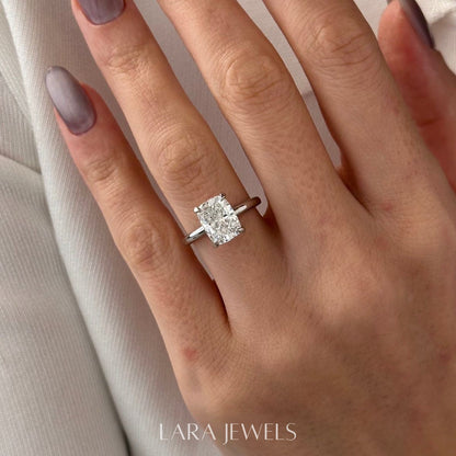 1.0-4.0 CT Elongated Cushion Lab Grown Diamond Solitaire Engagement Ring