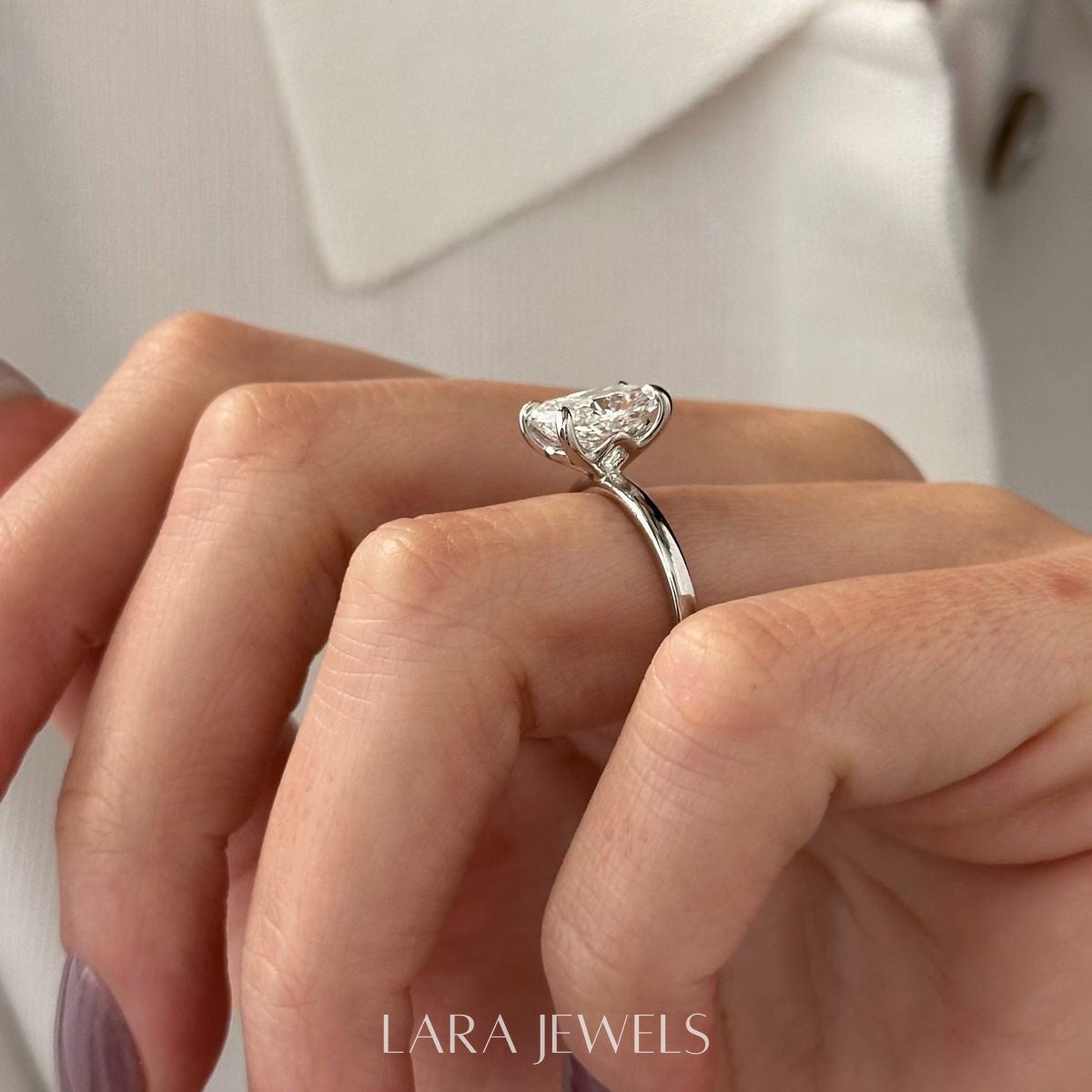1.0-4.0 CT Elongated Cushion Lab Grown Diamond Solitaire Engagement Ring