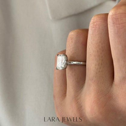 1.0-4.0 CT Elongated Cushion Lab Grown Diamond Solitaire Engagement Ring