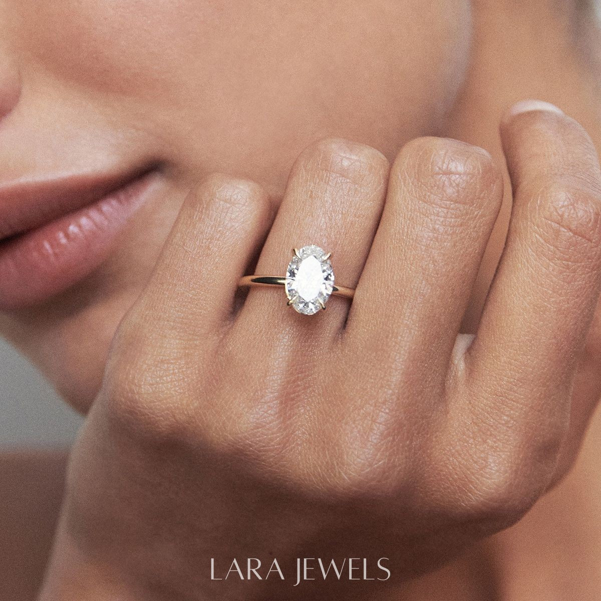 1.0-4.0 CT Oval Lab Grown Diamond Solitaire Engagement Ring