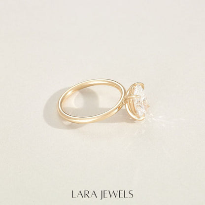 1.0-4.0 CT Oval Lab Grown Diamond Solitaire Engagement Ring