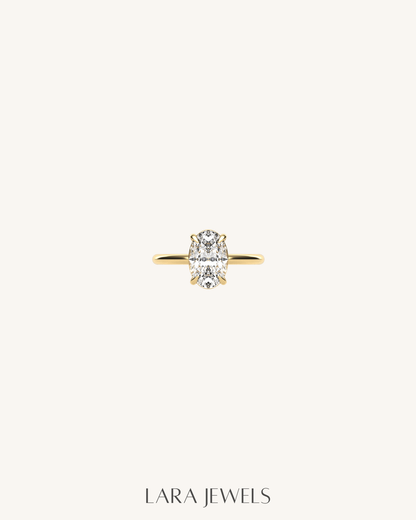 1.0-4.0 CT Oval Lab Grown Diamond Solitaire Engagement Ring