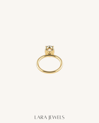 1.0-4.0 CT Oval Lab Grown Diamond Solitaire Engagement Ring