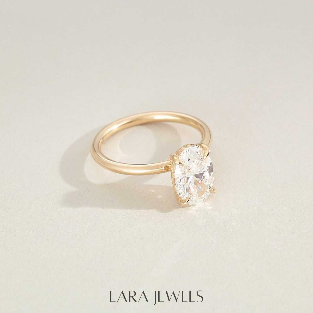 1.0-4.0 CT Oval Lab Grown Diamond Solitaire Engagement Ring