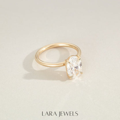 1.0-4.0 CT Oval Lab Grown Diamond Solitaire Engagement Ring