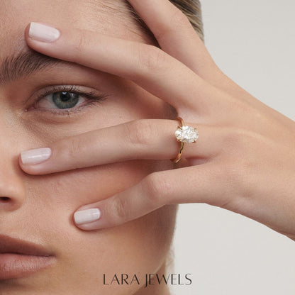 1.0-4.0 CT Oval Lab Grown Diamond Solitaire Engagement Ring