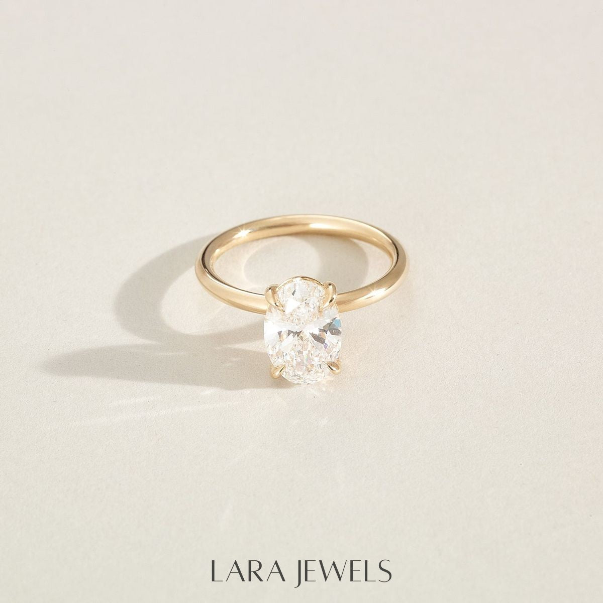 1.0-4.0 CT Oval Lab Grown Diamond Solitaire Engagement Ring