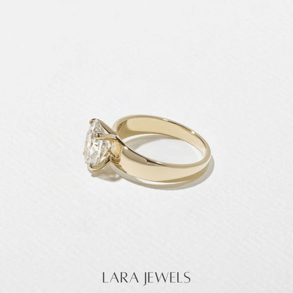 1.0-4.0 CT Oval Lab Grown Diamond Solitaire SIgnet Engagement Ring